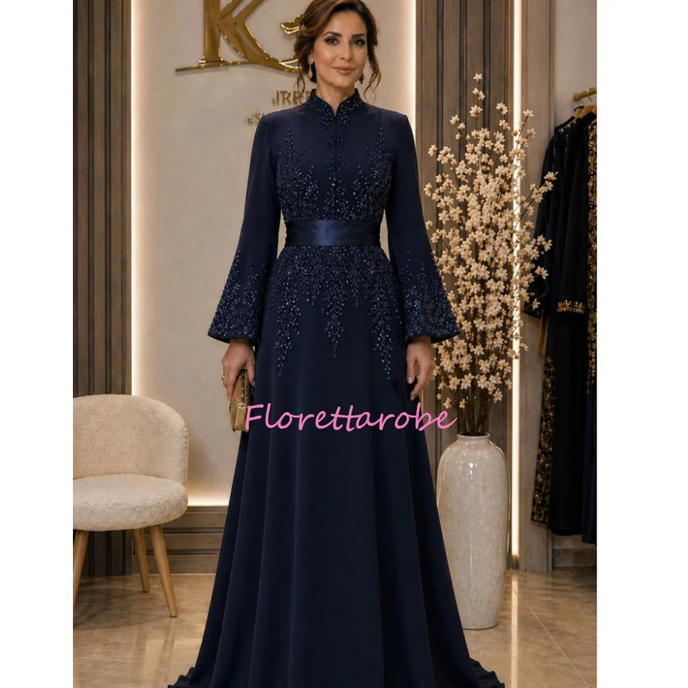 Elegant Long Sleeves Muslim Mother of the Bride Dresses Lace Beaded Satin Saudi Arabic Islamic Wedding Guest Gown Customized
Elegant Long Sleeves Muslim Mother of the Bride Dresses Lace Beaded Satin Saudi Arabic Islamic Wedding Guest Gown Customized