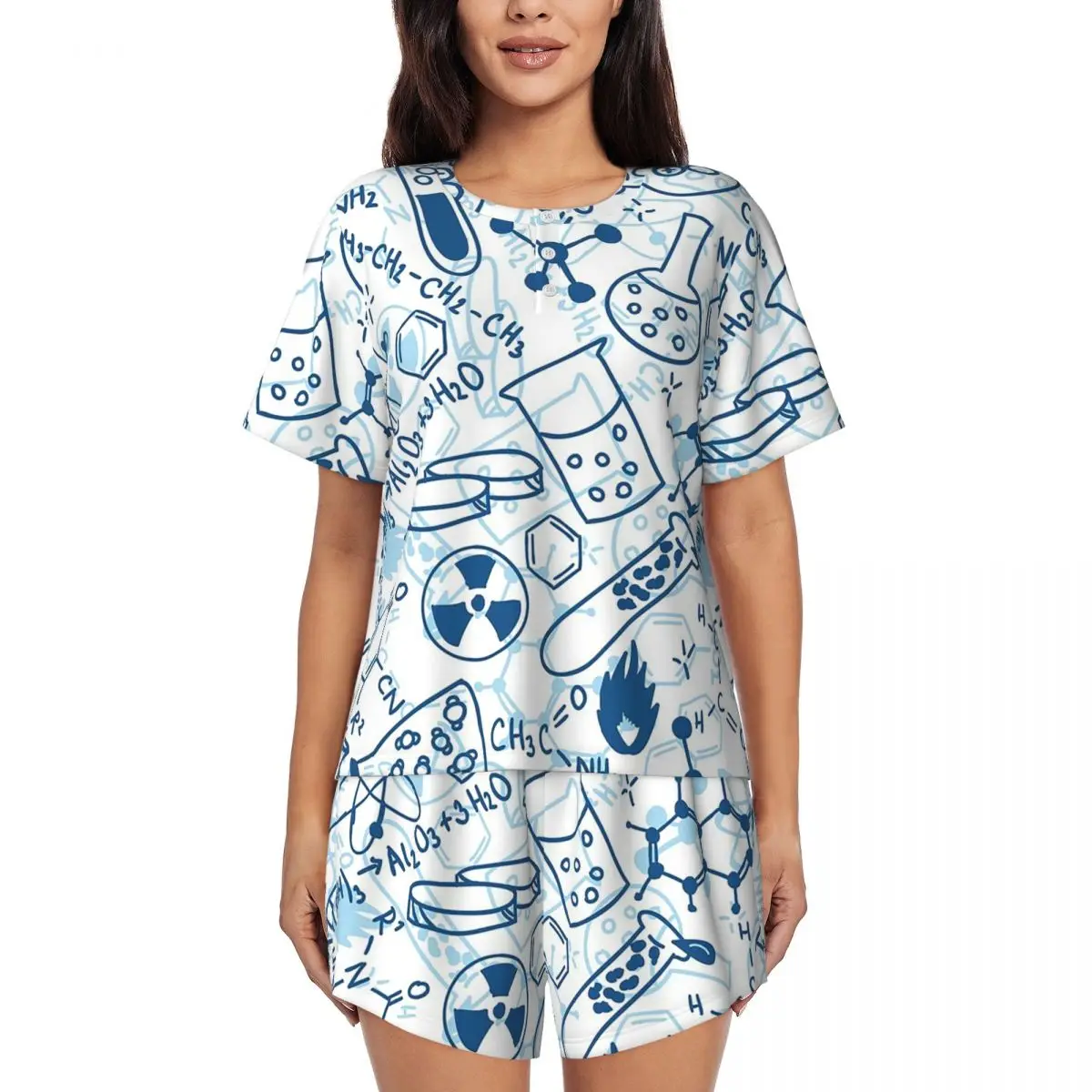 Chemistry Round Neck Short Sleeves Nightdress for Sleeping Sleepshirts Women Loose Pajama Set Short Pants
Chemistry Round Neck Short Sleeves Nightdress for Sleeping Sleepshirts Women Loose Pajama Set Short Pants