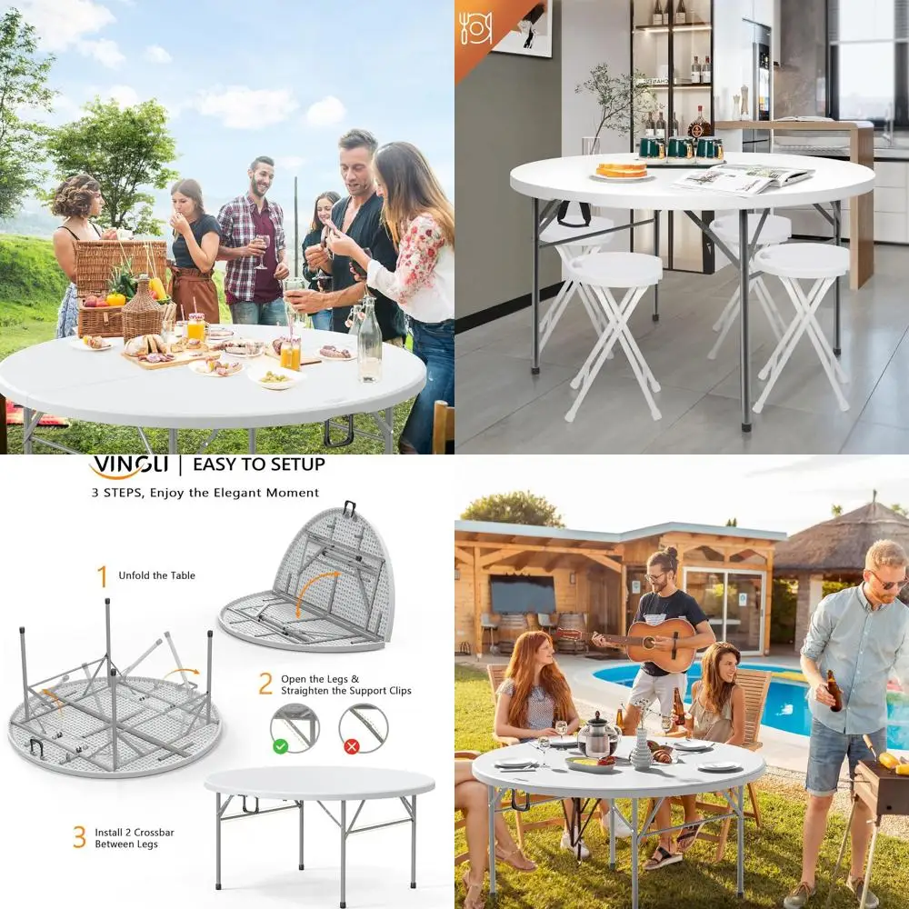 48 Round Folding Commercial Plastic Table, 4 Feet Portable Dining Card Table for Kitchen, Outdoor, Party, Wedding Events, 4-Pack
48 Round Folding Commercial Plastic Table, 4 Feet Portable Dining Card Table for Kitchen, Outdoor, Party, Wedding Events, 4-Pack