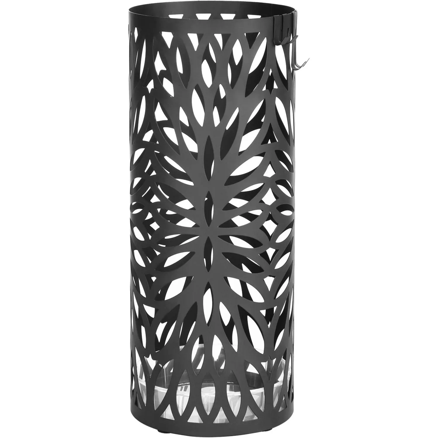 Стальная круглая подставка для зонтов для тростей и зонтов, оснащенная съемным поддоном для капель, 2 длинных крючка и 2 короткими крючками.
Стальная круглая подставка для зонтов для тростей и зонтов, оснащенная съемным поддоном для капель, 2 длинных крючка и 2 короткими крючками.