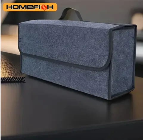 Organizzatore per bagagliaio di un'auto Scatola di immagazzinaggio in feltro morbido Homefish Grande scomparto antiscivolo Organizzatore di immagazzinaggio per bagagliaio Borsa per attrezzi per auto