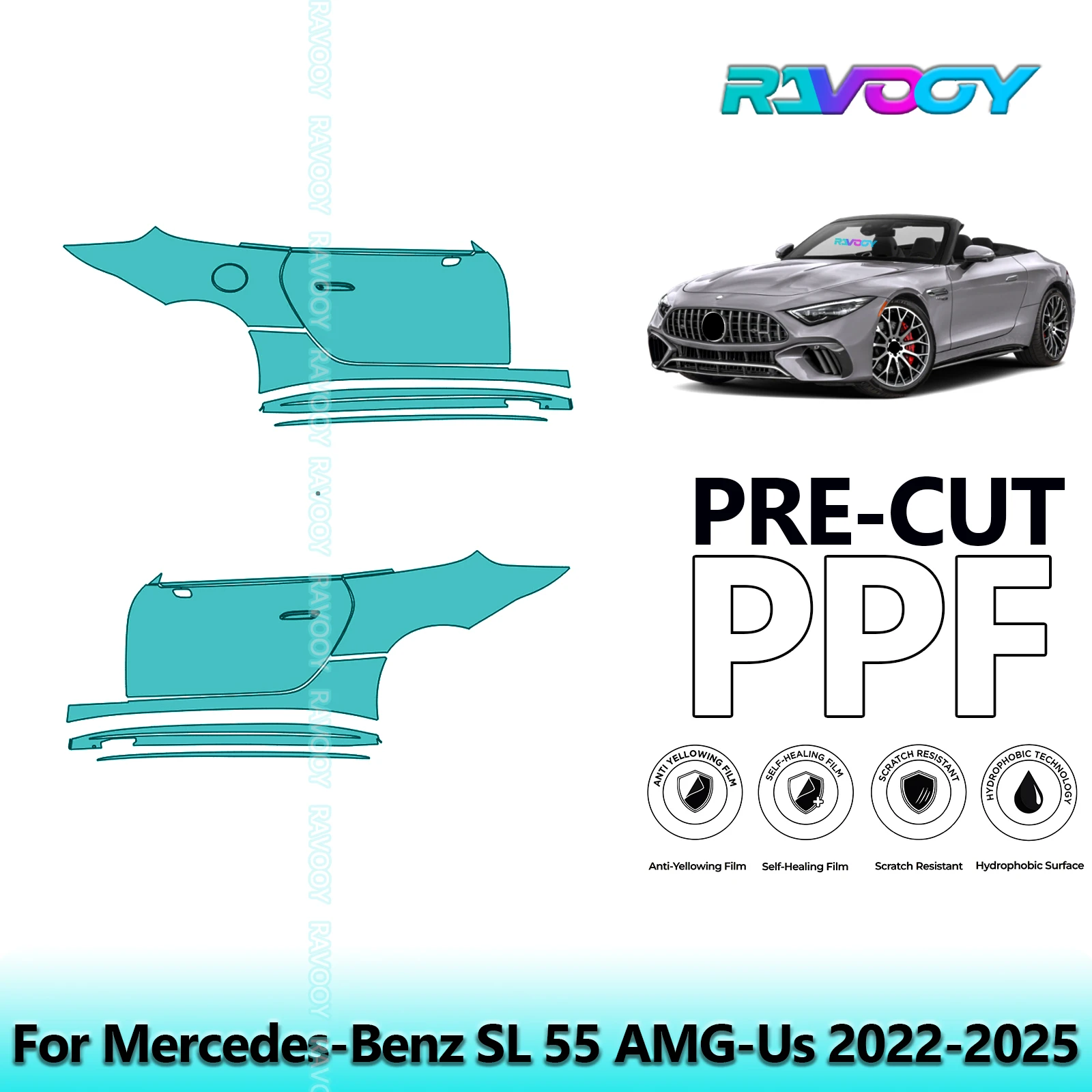 For Mercedes-Benz SL 55 AMG-Us 2022-2025 8.5mil Clear Matte Pre-Cut PPF Door & A/B Pillar Kit TPU Paint Protection Film Set
For Mercedes-Benz SL 55 AMG-Us 2022-2025 8.5mil Clear Matte Pre-Cut PPF Door & A/B Pillar Kit TPU Paint Protection Film Set