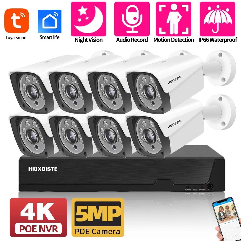 4K 8CH POE NVR Video Surveillance Kit Outside Waterproof 5MP POE IP Bullet Camera Set Tuya CCTV Camera Security System Kit 4CH
4K 8CH POE NVR Video Surveillance Kit Outside Waterproof 5MP POE IP Bullet Camera Set Tuya CCTV Camera Security System Kit 4CH