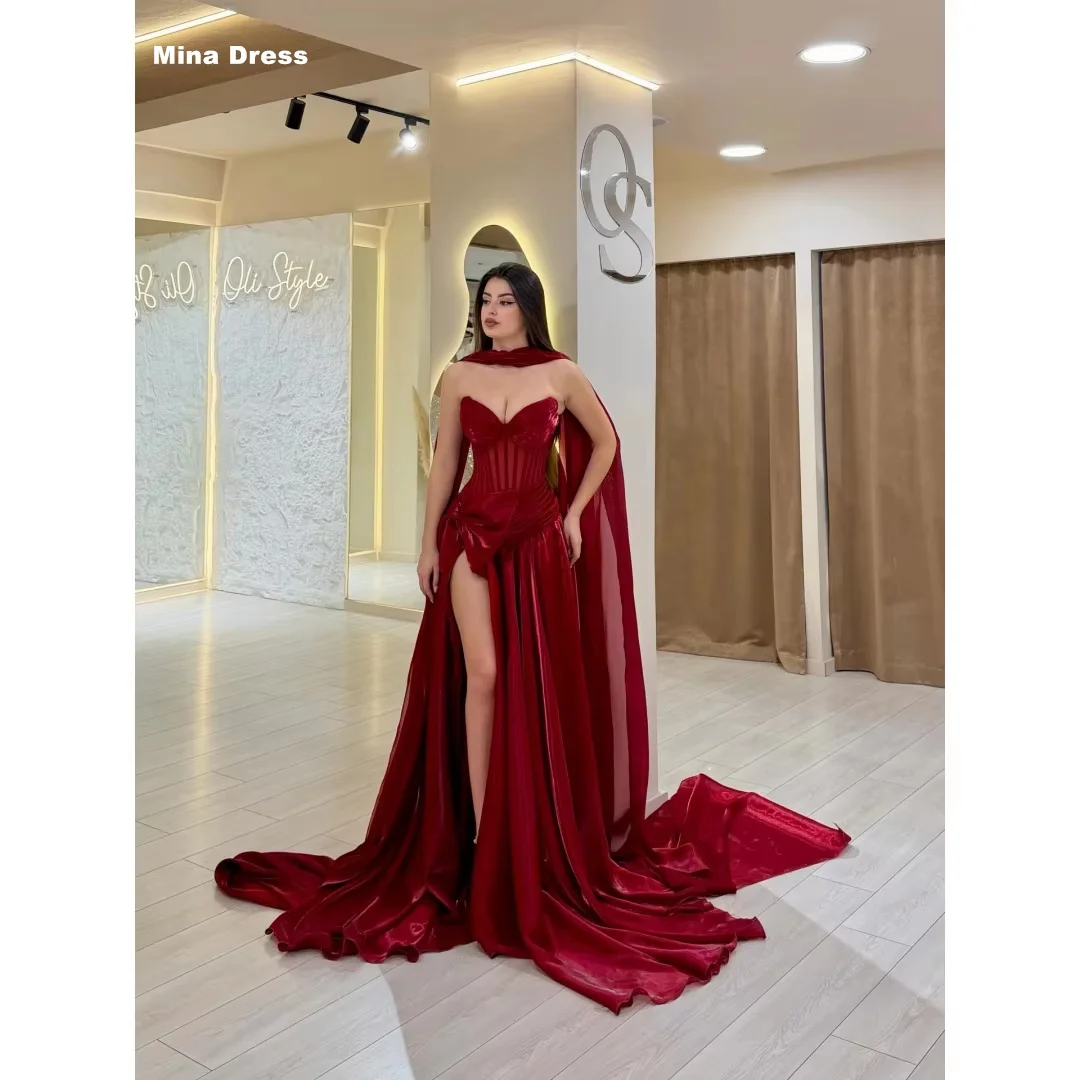 Mina Customized Red Elegant Party Dresses 2026 High Slit Luxury Party Dress Bow Tie Sleeveless Backless Shawl Prom Evening Women
Mina Customized Red Elegant Party Dresses 2026 High Slit Luxury Party Dress Bow Tie Sleeveless Backless Shawl Prom Evening Women