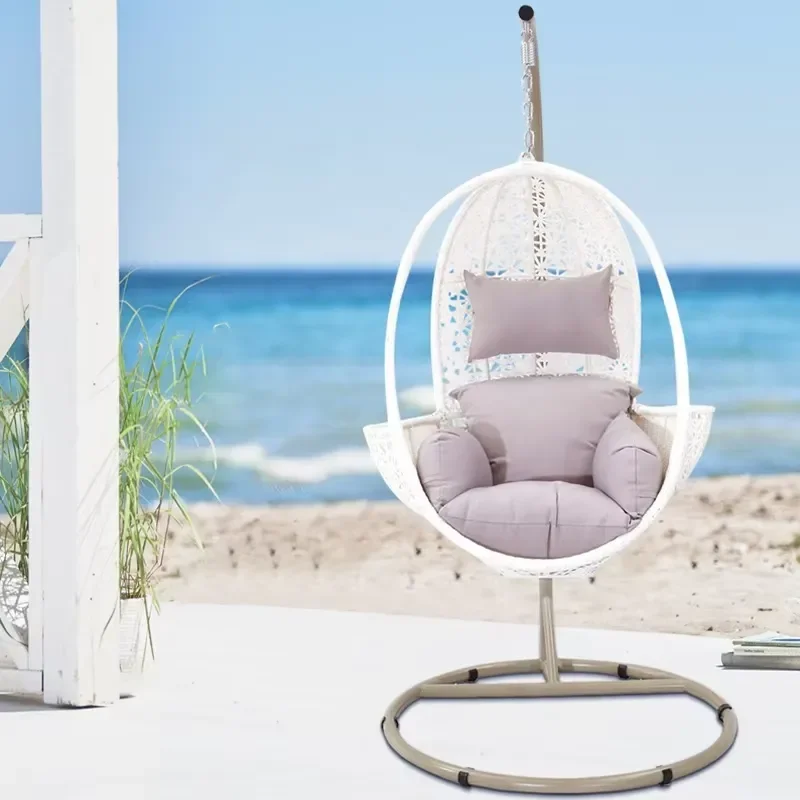 White Modern Patio Garden Wicker Furniture Outdoor Front Porch Rattan Metal Swing Hanging Egg Chair with Stand
White Modern Patio Garden Wicker Furniture Outdoor Front Porch Rattan Metal Swing Hanging Egg Chair with Stand