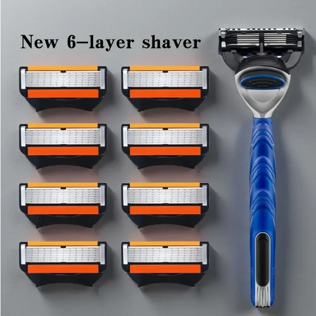 6-layer stainless steel shaver, men's classic shaver blade, detachable and reusable shaver
6-layer stainless steel shaver, men's classic shaver blade, detachable and reusable shaver