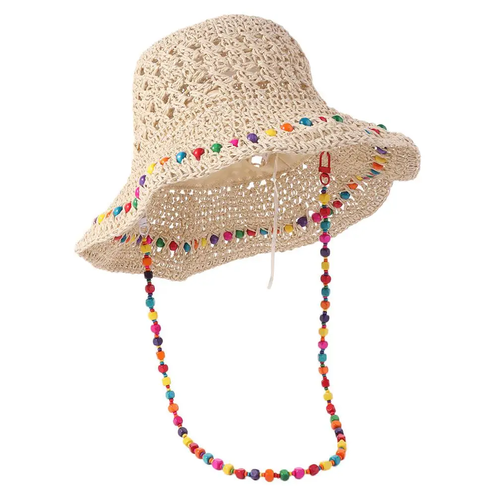 Fashion Pastoral Style Women Straw Hat Spring Summer Colored Beads Big Brim Sun Hat Beach Travel UV Protection Cap Female
Fashion Pastoral Style Women Straw Hat Spring Summer Colored Beads Big Brim Sun Hat Beach Travel UV Protection Cap Female