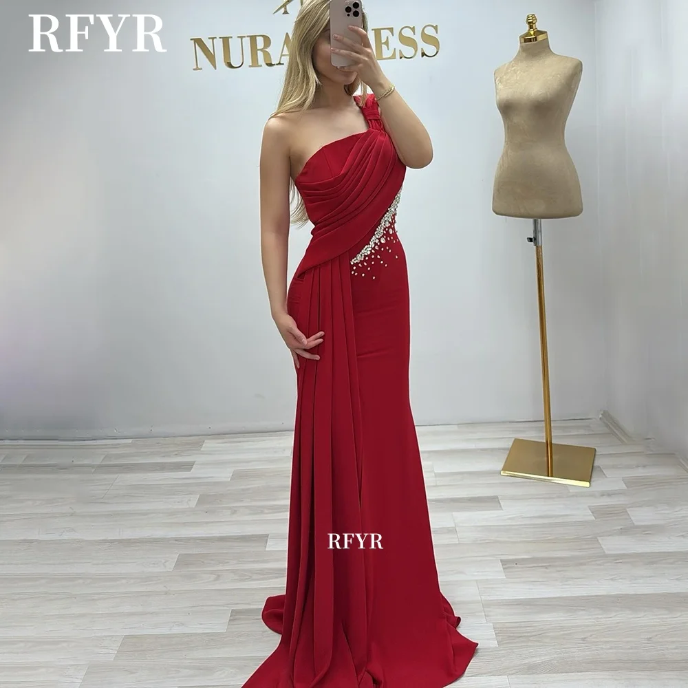 RFYR Mermaid Prom Dress One Shoulder Pleats Evening Party Dress Beads Crepe Celebrity Dress for Arabic Women Luxury Customized
RFYR Mermaid Prom Dress One Shoulder Pleats Evening Party Dress Beads Crepe Celebrity Dress for Arabic Women Luxury Customized