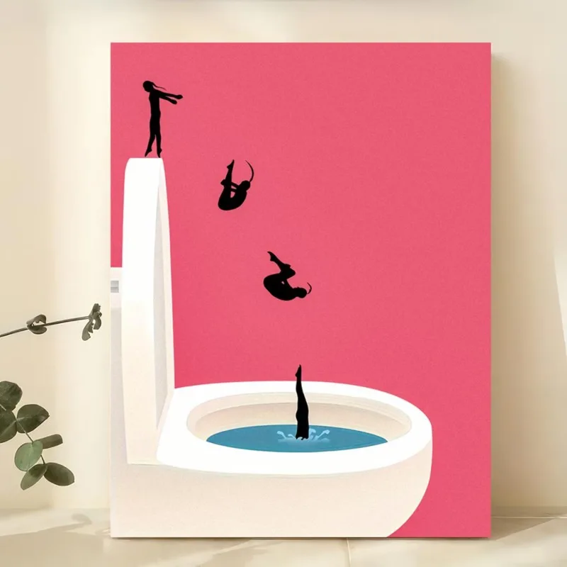 Vintage Pink Bathroom Wall Decor: Girls Jumping Into A Toilet Poster, Fashionable Art Aesthetics Canvas Print Wall Art Frameless
Vintage Pink Bathroom Wall Decor: Girls Jumping Into A Toilet Poster, Fashionable Art Aesthetics Canvas Print Wall Art Frameless