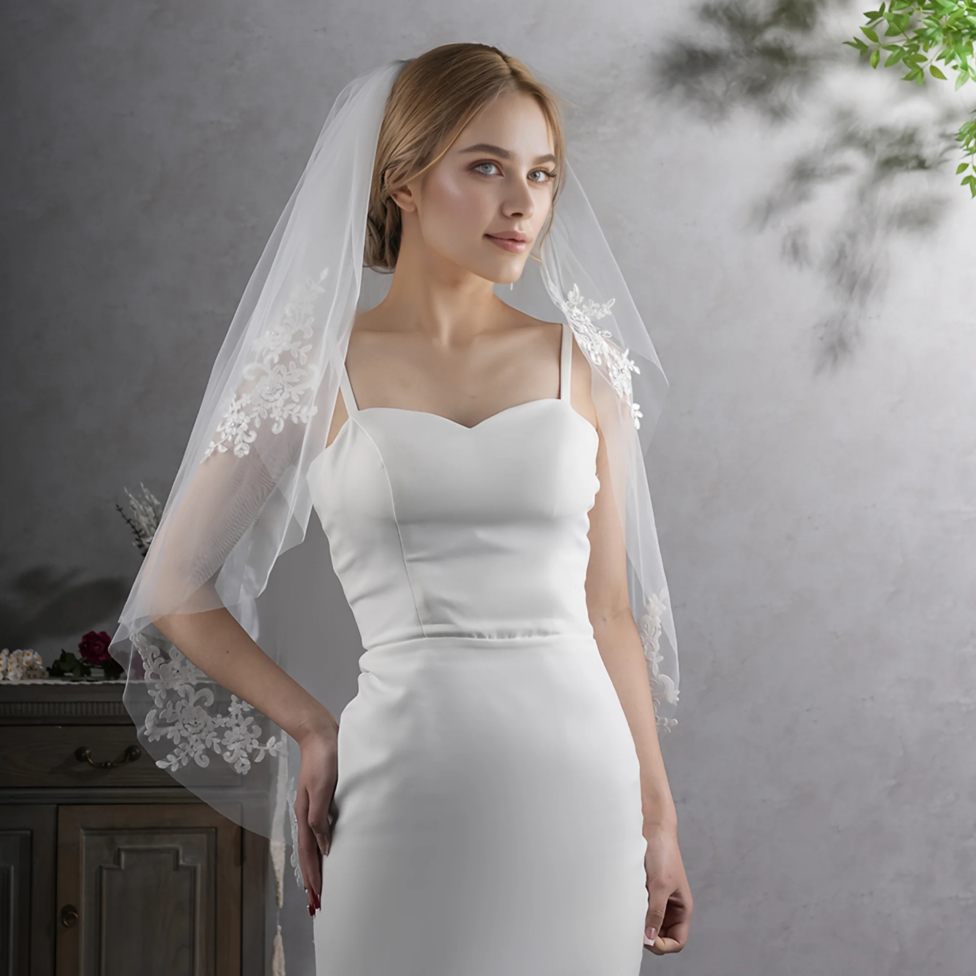 Короткая двухслойная фата для невесты с гребнем, минималистичный аксессуар к платью, фата до талии с кружевом, длина до бедер
Короткая двухслойная фата для невесты с гребнем, минималистичный аксессуар к платью, фата до талии с кружевом, длина до бедер