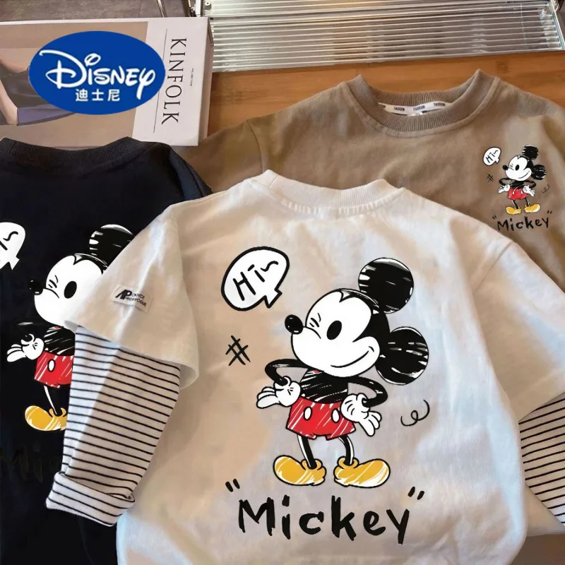 Disney 2025 Boys' Mickey Print Tee - Long Sleeve Fake Two-Piece Top, Korean Style Stripe Shirt for Cool Base Layer
Disney 2025 Boys' Mickey Print Tee - Long Sleeve Fake Two-Piece Top, Korean Style Stripe Shirt for Cool Base Layer