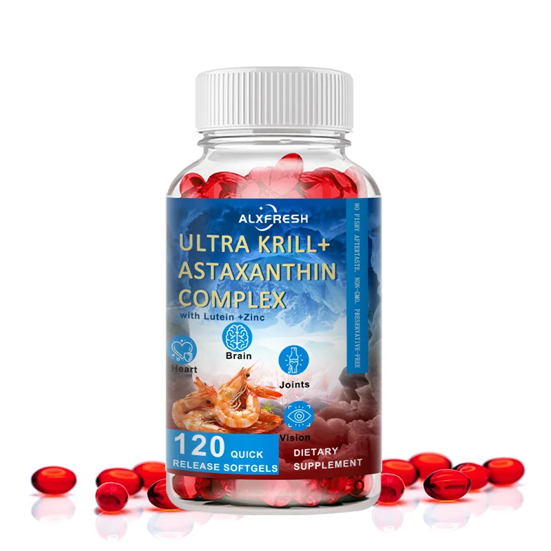 Krill Oil Capsules For lipid management Brain nutrition Liver metabolism Heart brain Joints immune system Powerful antioxidant
Krill Oil Capsules For lipid management Brain nutrition Liver metabolism Heart brain Joints immune system Powerful antioxidant