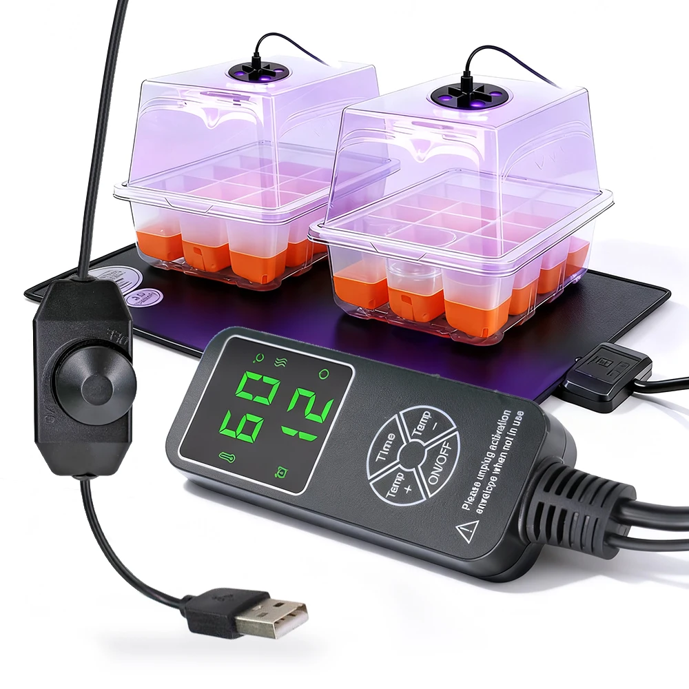 16W Seed Starter Kit Heat Mat Full Spectrum LED Grow Light Seedlings Cloning Germination Greenhouse Nursery Box Propagation Tray
16W Seed Starter Kit Heat Mat Full Spectrum LED Grow Light Seedlings Cloning Germination Greenhouse Nursery Box Propagation Tray