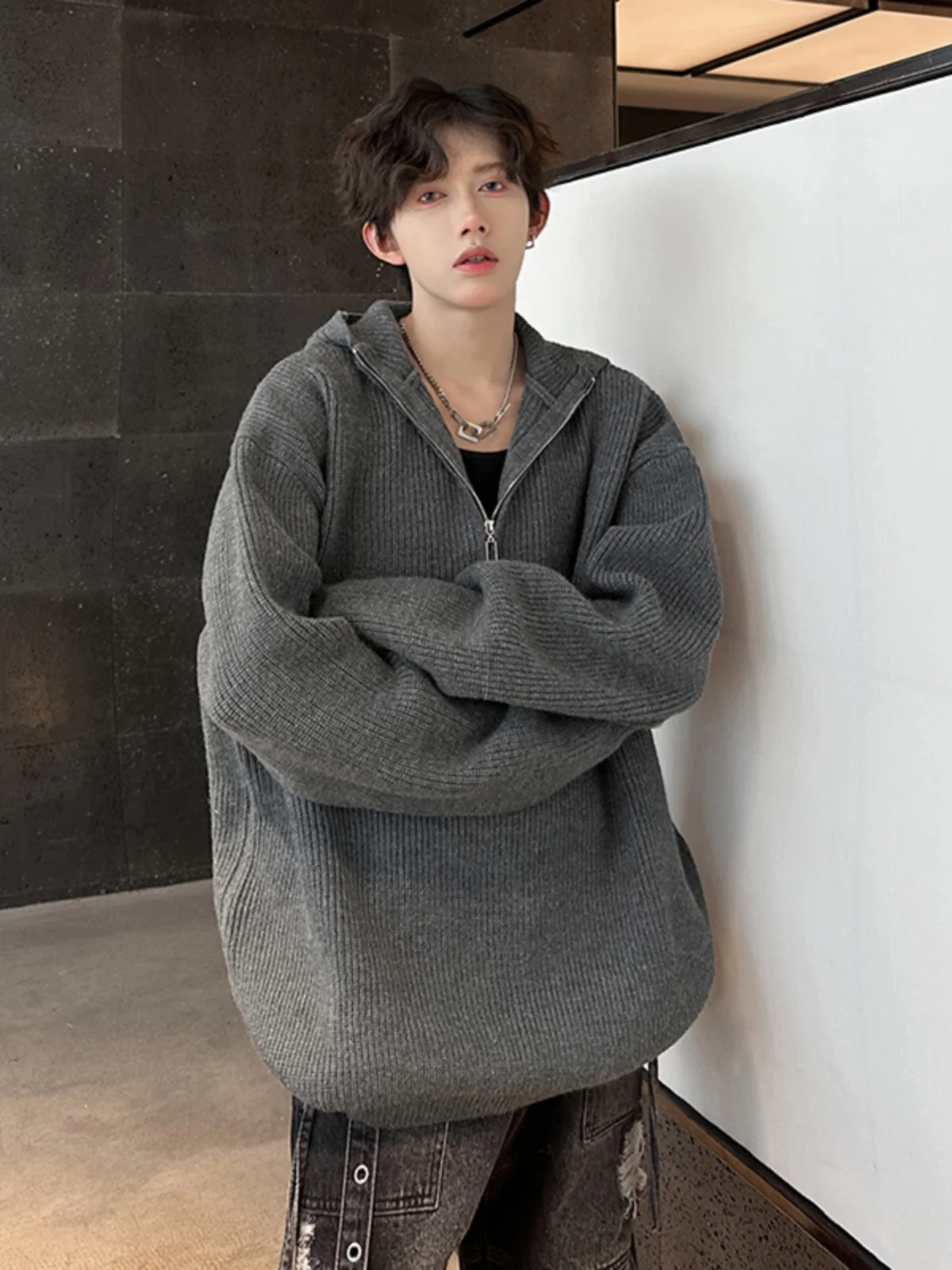 ay f Zipper Hoodie Men's Autumn Winter Lazy Loose Knitted Sweater Heavyweight American Sle Sweatirt Jaet
ay f Zipper Hoodie Men's Autumn Winter Lazy Loose Knitted Sweater Heavyweight American Sle Sweatirt Jaet