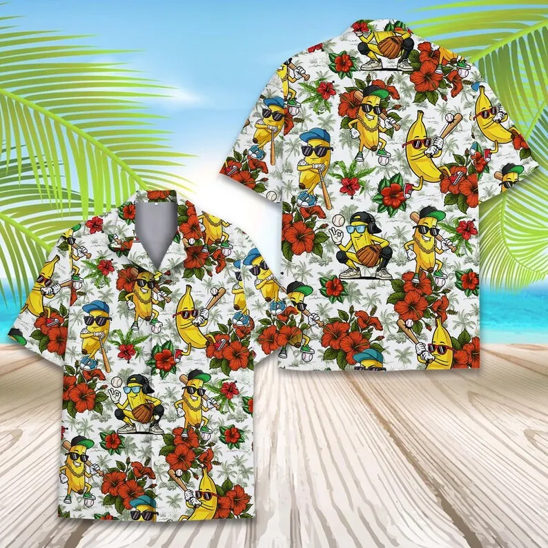 Men's Banana Baseball Hawaiian Shirt Fun Tropical Fruit Sports Print Summer Beach Vacation Parent Child Short Sleeve Shirt
Men's Banana Baseball Hawaiian Shirt Fun Tropical Fruit Sports Print Summer Beach Vacation Parent Child Short Sleeve Shirt