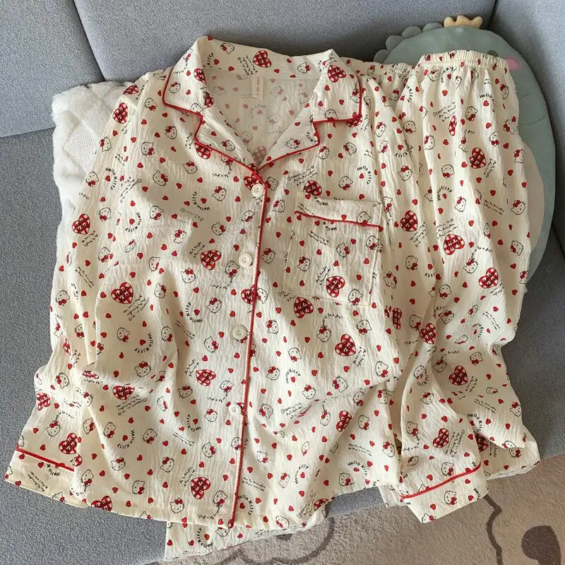 Women's Long-Sleeved Trousers Pajama Set Fashionable Women's Spring and Autumn New Home Wear Girl's Soft Cardigan Two-Piece Set
Women's Long-Sleeved Trousers Pajama Set Fashionable Women's Spring and Autumn New Home Wear Girl's Soft Cardigan Two-Piece Set