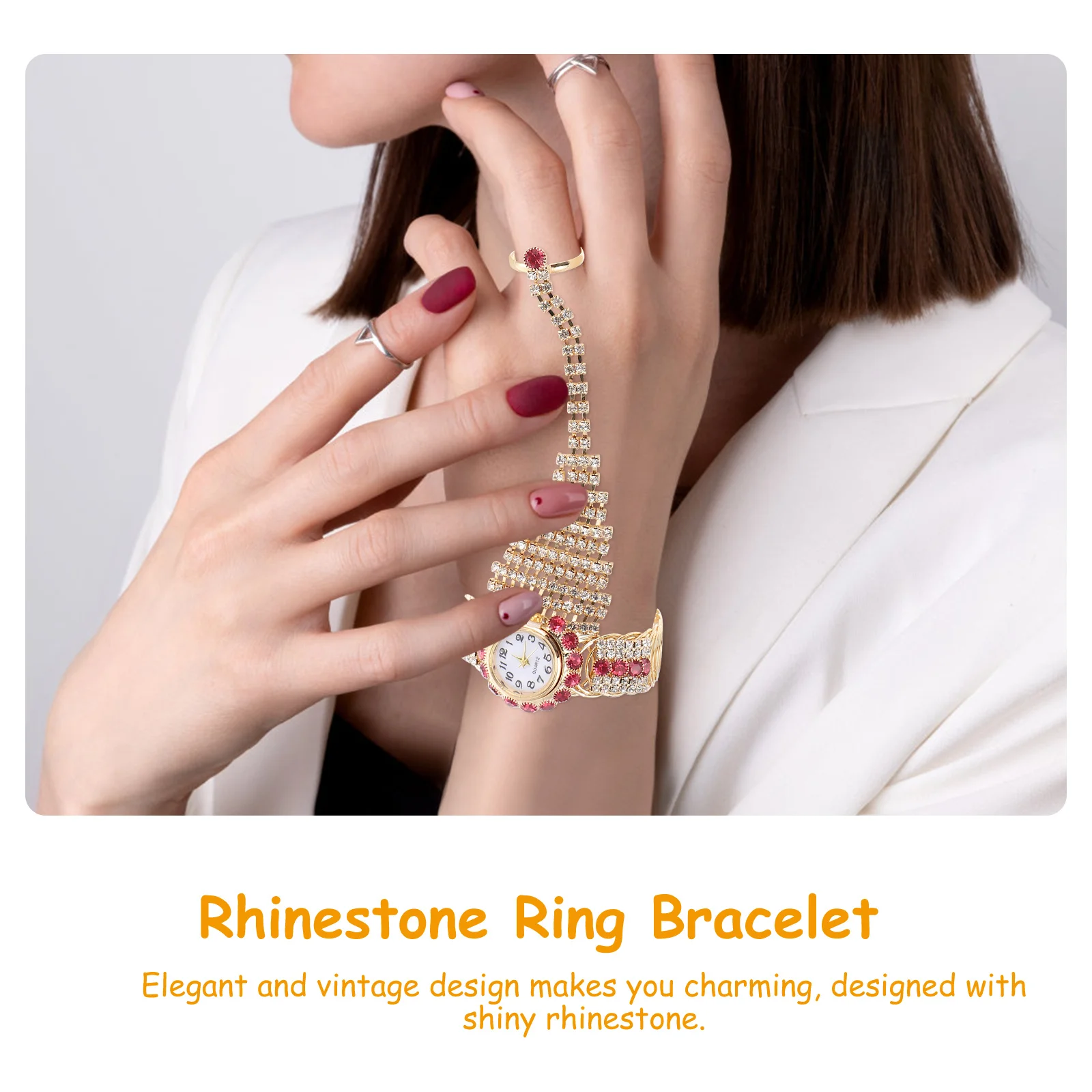 Bracelet Watch Ring Fine Craftsmanship Shiny Rhinestone Elegant Vintage Design Lady Accessory Rhinestone Ring Bracelet Watch
Bracelet Watch Ring Fine Craftsmanship Shiny Rhinestone Elegant Vintage Design Lady Accessory Rhinestone Ring Bracelet Watch