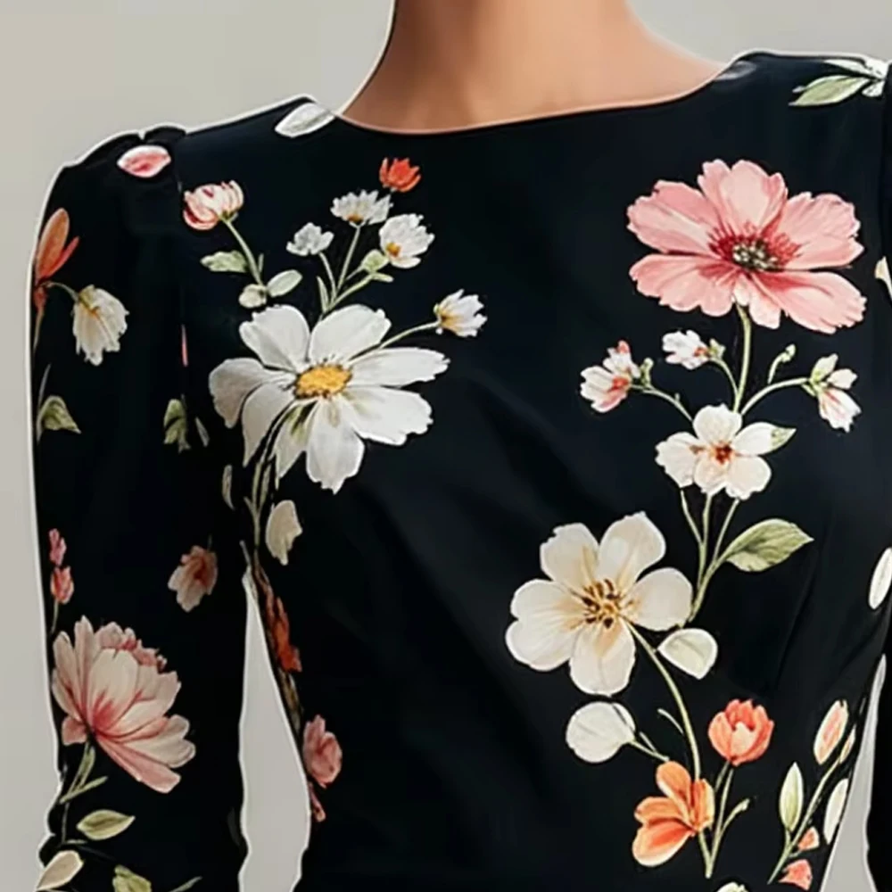 Women's Elegant Party Print Midi Dress Round Neck 3/4 Sleeve Slim Midi Bodycon Dress For Women Office Vacation Casual Business
Women's Elegant Party Print Midi Dress Round Neck 3/4 Sleeve Slim Midi Bodycon Dress For Women Office Vacation Casual Business