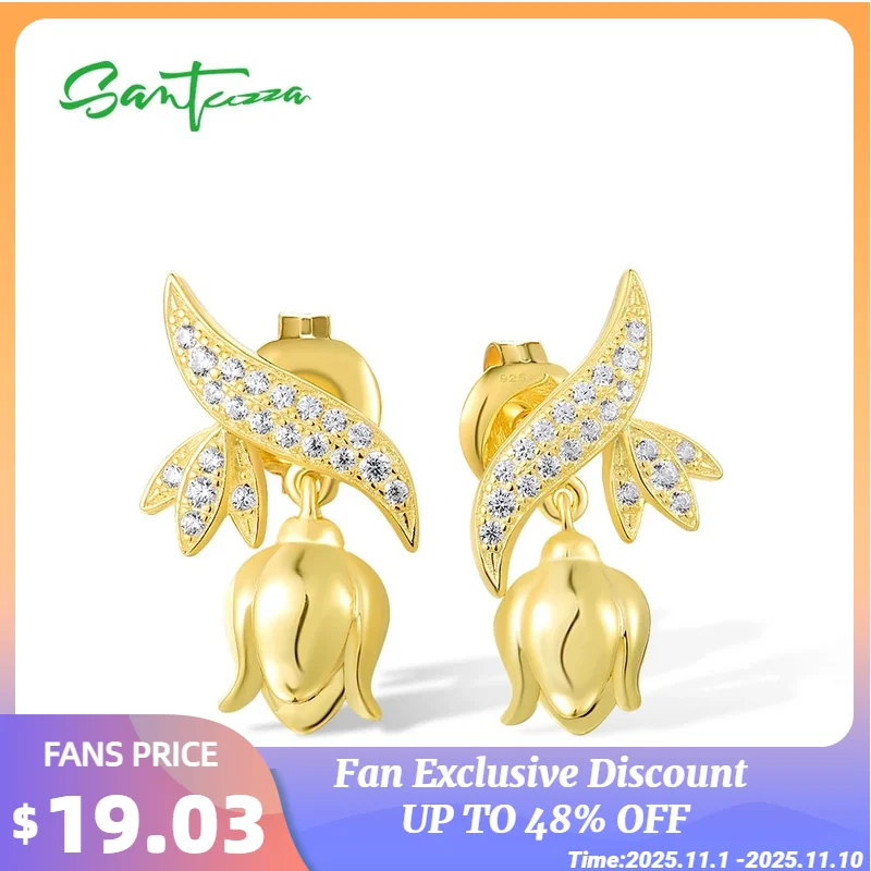 SANTUZZA Pure 925 Sterling Silver Earrings For Women Sparkling White Cubic Zirconia Yellow Tulip Flower Fashion Fine Jewelry
SANTUZZA Pure 925 Sterling Silver Earrings For Women Sparkling White Cubic Zirconia Yellow Tulip Flower Fashion Fine Jewelry