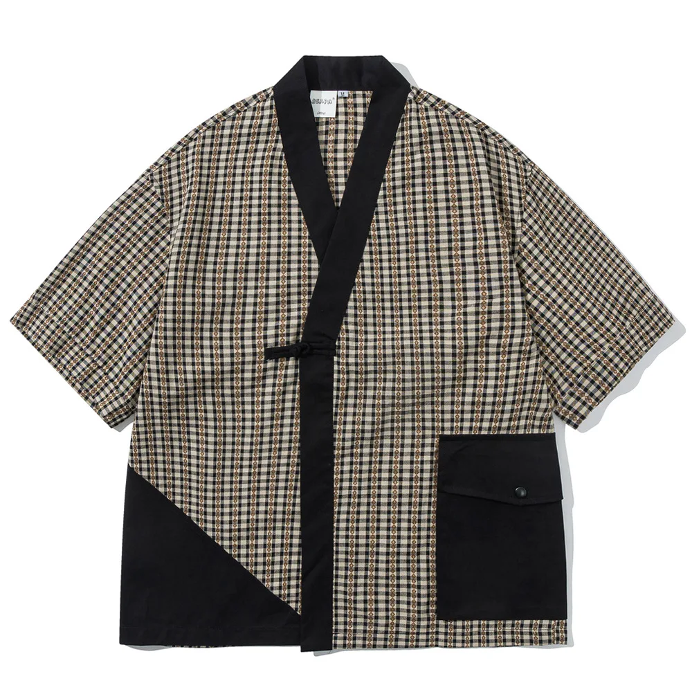 Japanese Streetwear Fashion Loose Casual Stripe -neck Short Sleeve Shirt for Men Women Collarless Taoist Robe Blouses
Japanese Streetwear Fashion Loose Casual Stripe -neck Short Sleeve Shirt for Men Women Collarless Taoist Robe Blouses