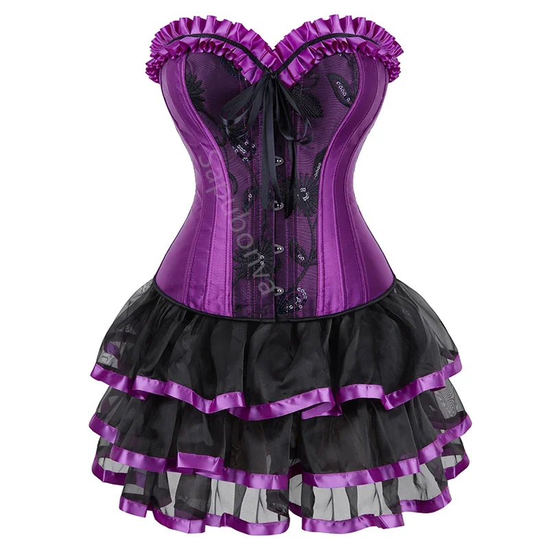 Purple Corset Dress Sexy Overbust Bustier Top Tutu Skirt Party Victorian Burlesque Gothic Exotic Lingerie Purple Halloween
Purple Corset Dress Sexy Overbust Bustier Top Tutu Skirt Party Victorian Burlesque Gothic Exotic Lingerie Purple Halloween