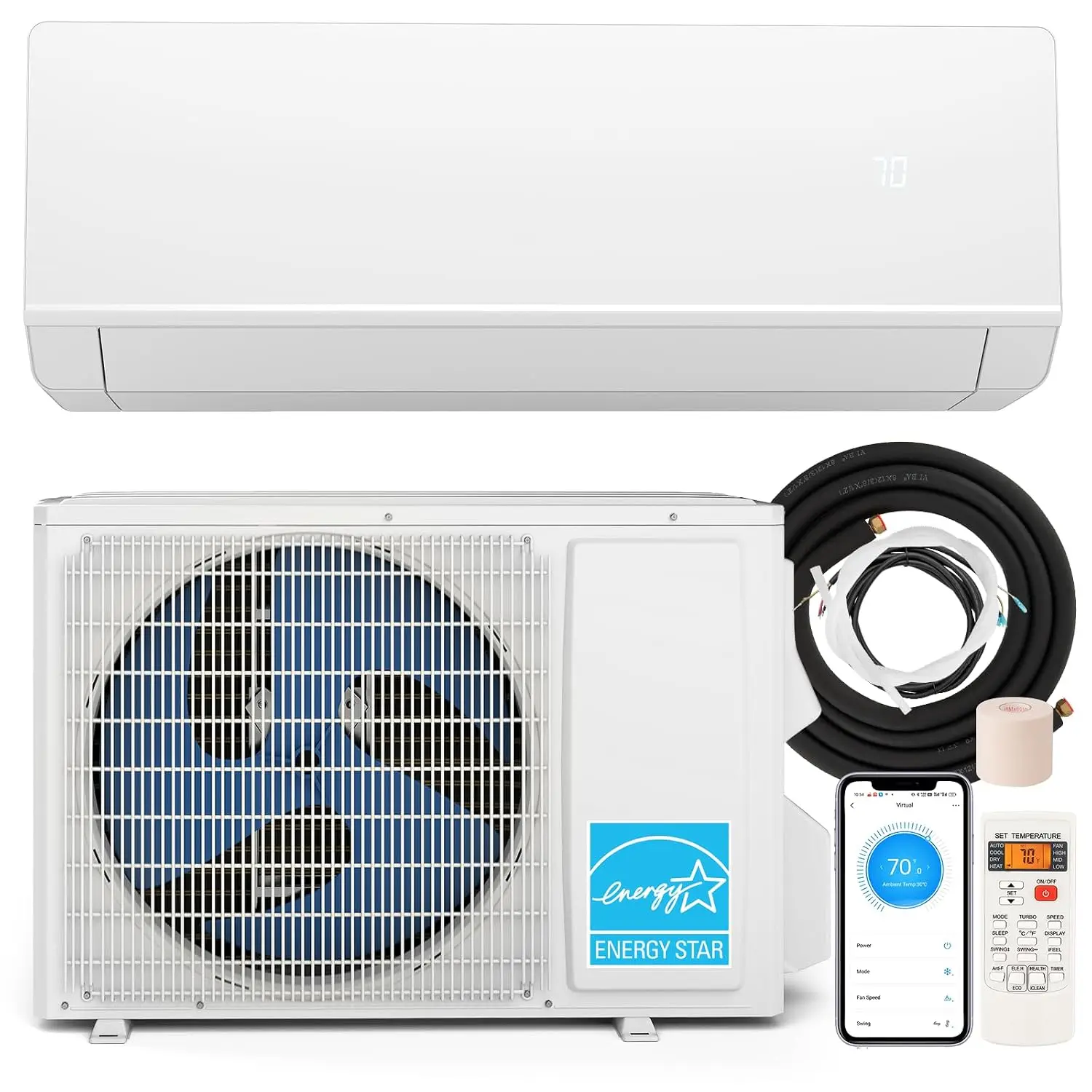 24,000 BTU Wifi Enabled Mini Split Air Conditioner & Heater with Inverter, SEER2 25, 230V, Cools Up to 1500 Sq.Ft,, Custom
24,000 BTU Wifi Enabled Mini Split Air Conditioner & Heater with Inverter, SEER2 25, 230V, Cools Up to 1500 Sq.Ft,, Custom