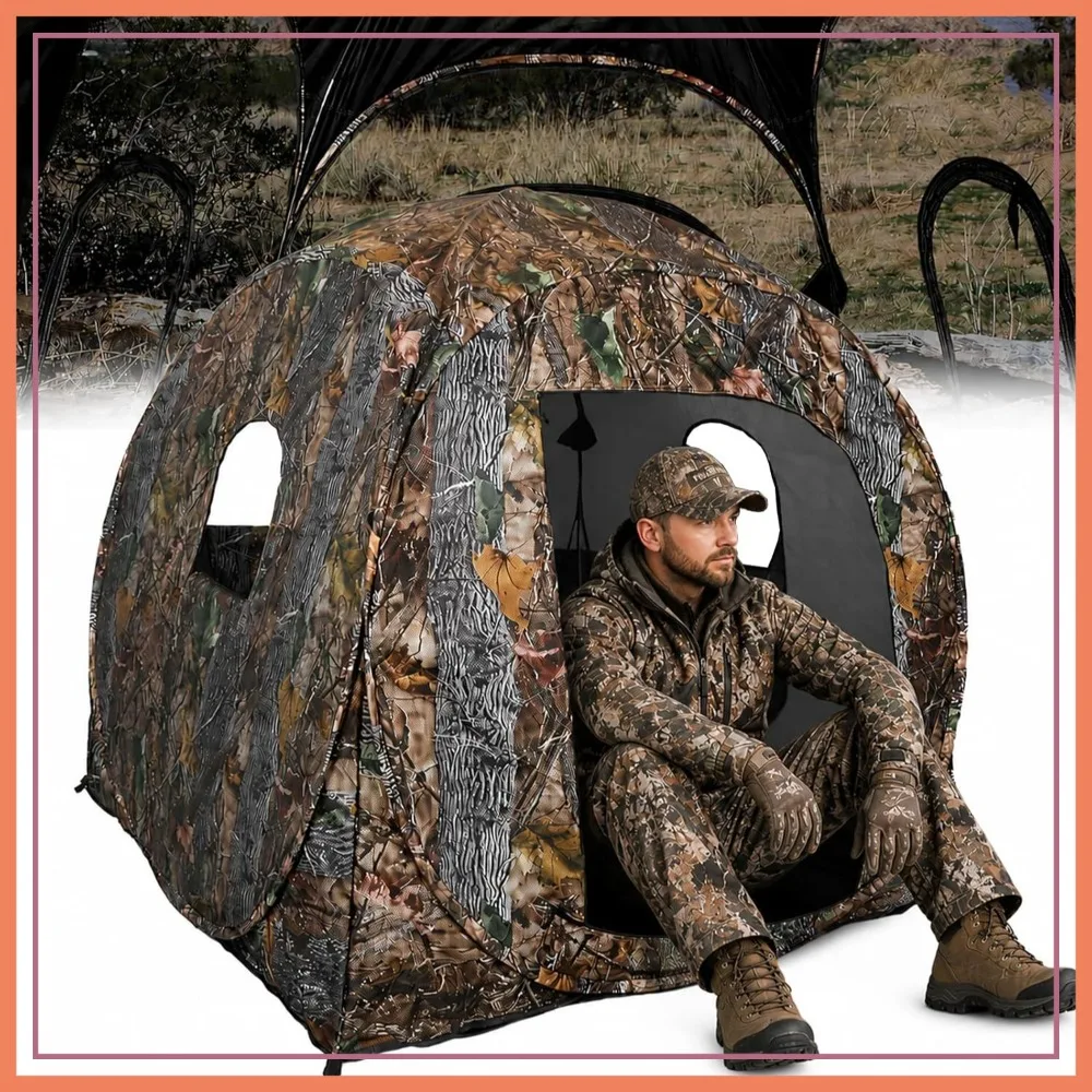 360 Degree See Through Hunting Blind with Floor Mat, 2/3 Person Ground Blind, Quick Set Pop Up Tent for Deer and Turkey
360 Degree See Through Hunting Blind with Floor Mat, 2/3 Person Ground Blind, Quick Set Pop Up Tent for Deer and Turkey
