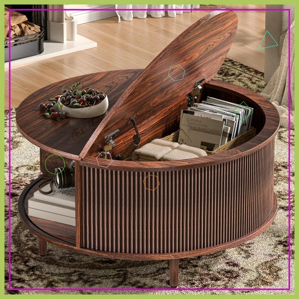 31,5-дюймовый круглый журнальный столик с подъемным верхом, отделением для хранения вещей, регулируемыми подножками и раздвижной дверью — современный середины века для гостиной (орех)
31,5-дюймовый круглый журнальный столик с подъемным верхом, отделением для хранения вещей, регулируемыми подножками и раздвижной дверью — современный середины века для гостиной (орех)