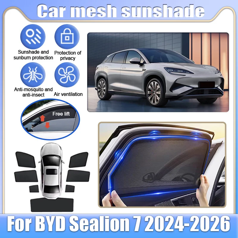 For BYD Sealion 7 2024-2026 Car Mesh Shades Window Sunshades Sunscreen Privacy Curtains Sun Visors Mosquitos Auto Accessories
For BYD Sealion 7 2024-2026 Car Mesh Shades Window Sunshades Sunscreen Privacy Curtains Sun Visors Mosquitos Auto Accessories
