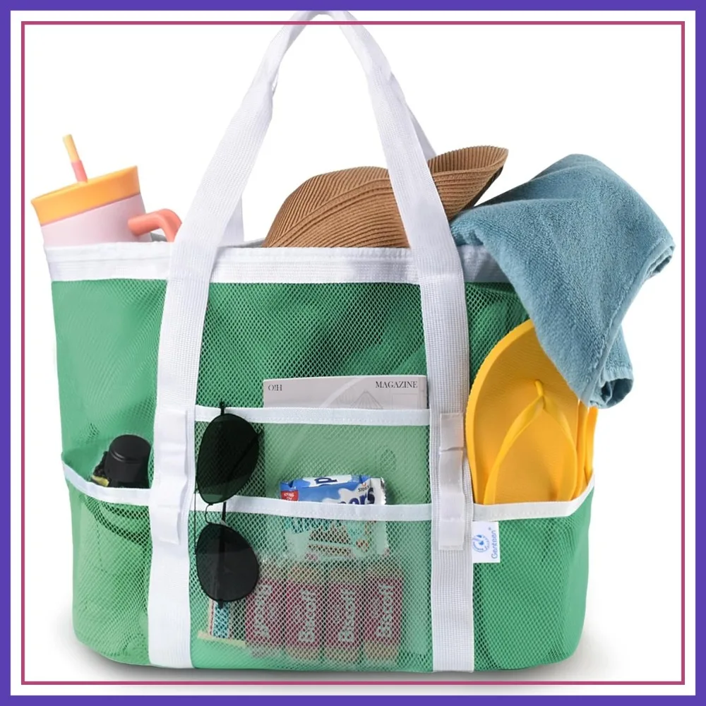 40L Mesh Beach Bag, Foldable Sandproof Tote with Waterproof Pocket, Quick Dry for Pool Vacation
40L Mesh Beach Bag, Foldable Sandproof Tote with Waterproof Pocket, Quick Dry for Pool Vacation