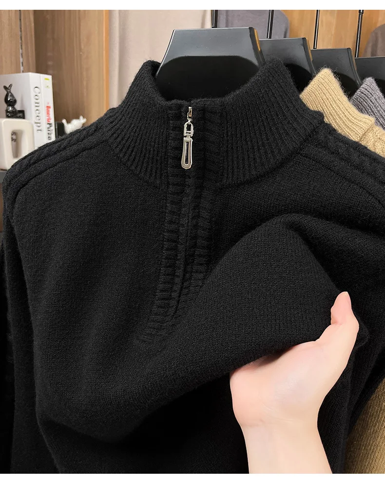 2025 New Men's Half Height Zipper High Neck Thick Knitted Sweater Base
2025 New Men's Half Height Zipper High Neck Thick Knitted Sweater Base
