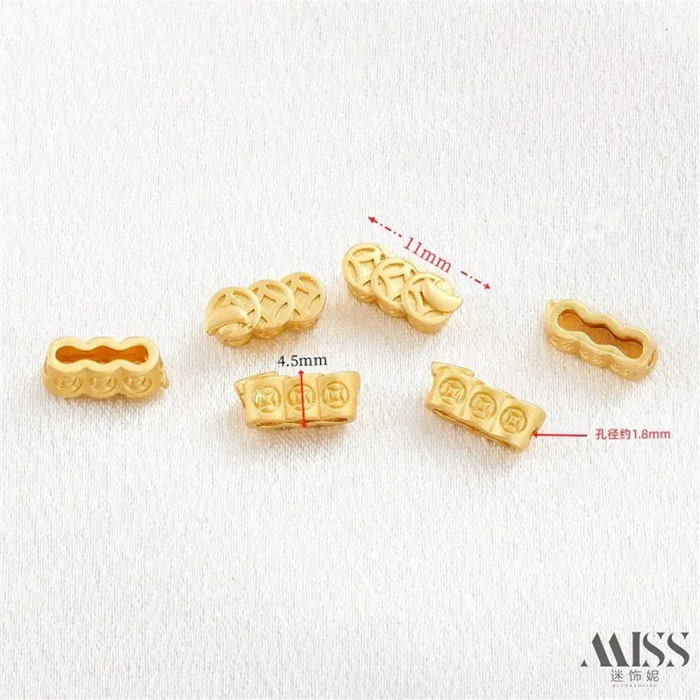 18K Gold Bag Color Ancient Matte Gold Three Copper Coins Ingot Beads DIY Handmade Bracelets Necklaces Jewelry Accessories 
18K Gold Bag Color Ancient Matte Gold Three Copper Coins Ingot Beads DIY Handmade Bracelets Necklaces Jewelry Accessories