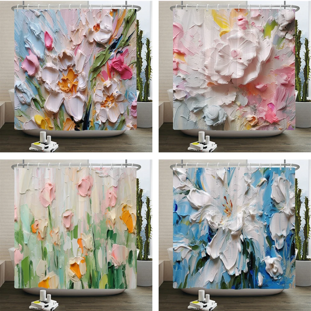 Oil Painting Flowers Floral Shower Curtain Bathroom Curtain Living Room Decor Polyester Fabric Waterproof Curtain With Hooks
Oil Painting Flowers Floral Shower Curtain Bathroom Curtain Living Room Decor Polyester Fabric Waterproof Curtain With Hooks