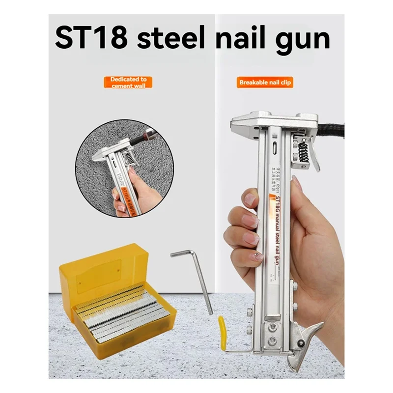 Manual Steel Nailer ST18 Semi Automatic Cement Nail Wire Slot Nailing Device Nailing Machine Woodworking Tacker-AA26
Manual Steel Nailer ST18 Semi Automatic Cement Nail Wire Slot Nailing Device Nailing Machine Woodworking Tacker-AA26