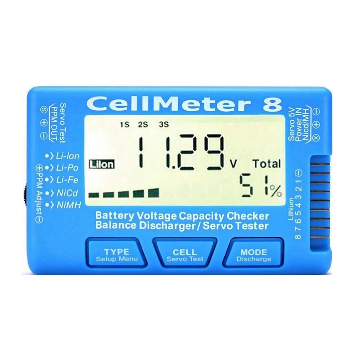 Измеритель емкости аккумулятора RC CellMeter-8 1-8S для LiPo Life Li-Ion NiMH Nicd Cell Meter
Измеритель емкости аккумулятора RC CellMeter-8 1-8S для LiPo Life Li-Ion NiMH Nicd Cell Meter