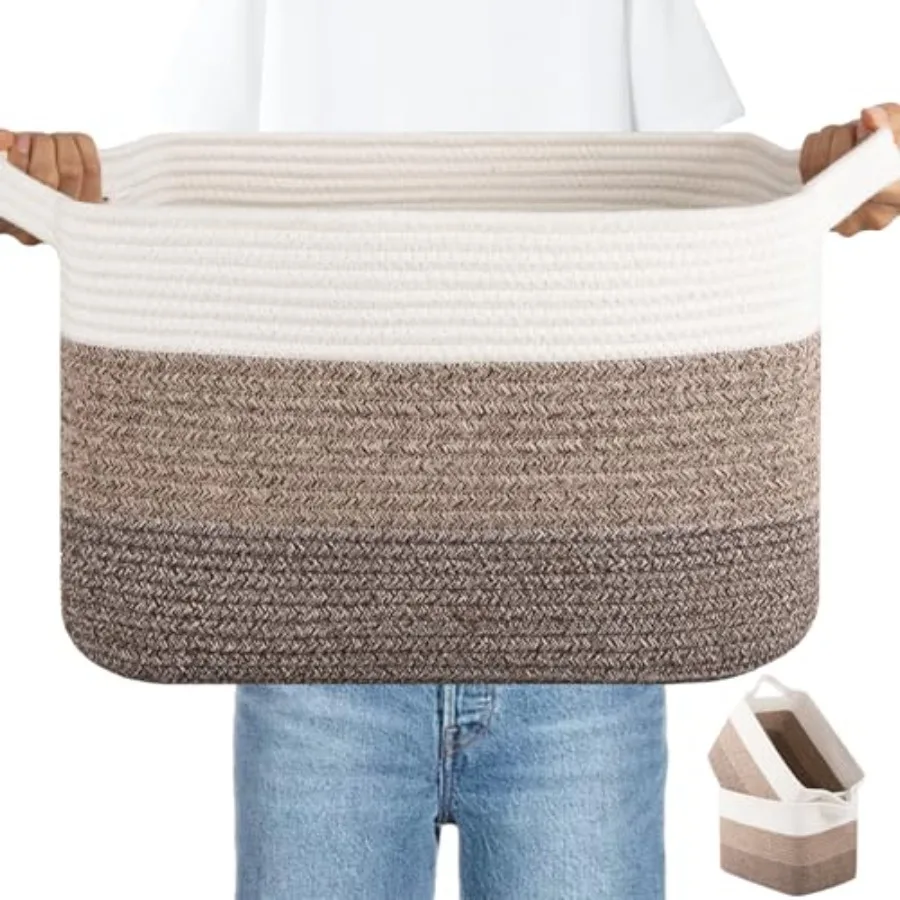 Woven Storage Basket, Cotton Rope Baskets for Toys, Towel, Clothes, Used to Bathroom, Living Room, Nursery, Bedroom, 16"x12"x10
Woven Storage Basket, Cotton Rope Baskets for Toys, Towel, Clothes, Used to Bathroom, Living Room, Nursery, Bedroom, 16"x12"x10
