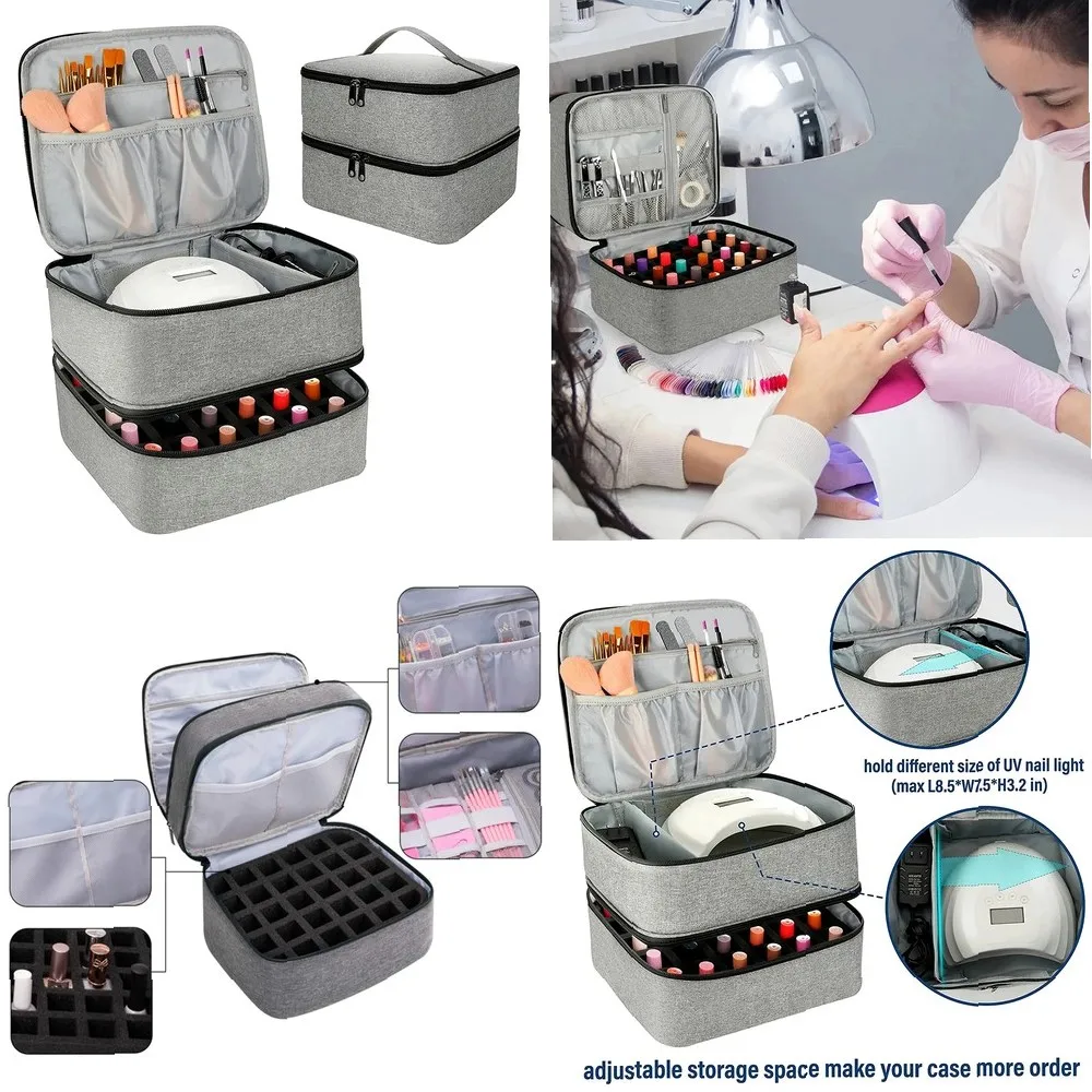 Portable Double Layer Nail Polish Storage Bag, 30 Slot Cosmetic Organizer for Nail Art Tools & Essential Oils, Manicure Kit Case
Portable Double Layer Nail Polish Storage Bag, 30 Slot Cosmetic Organizer for Nail Art Tools & Essential Oils, Manicure Kit Case