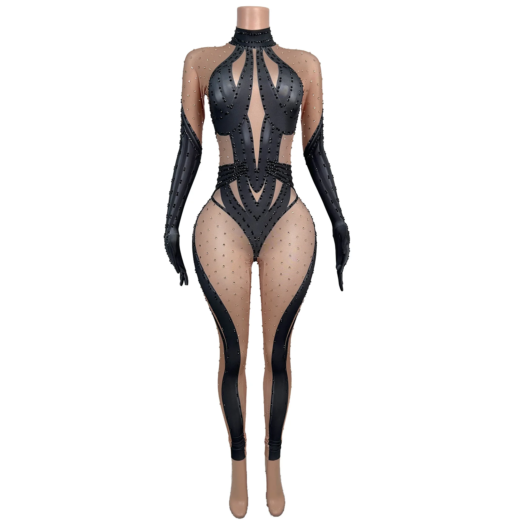 Tiepi Black Rhinestone Mesh High Neck Long Sleeve Jumpsuit with Gloves Formal Evening Party Outfit for Women
Tiepi Black Rhinestone Mesh High Neck Long Sleeve Jumpsuit with Gloves Formal Evening Party Outfit for Women