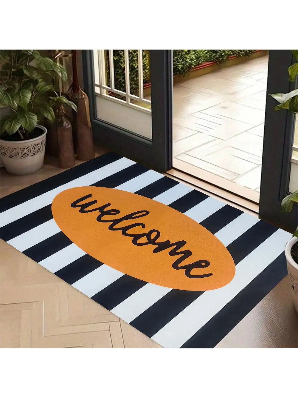 1Pc Washable Polyester Welcome Doormat Grey-Black Stripes with Brown Welcome Pattern Indoor Outdoor Entry Rug Home Decor
1Pc Washable Polyester Welcome Doormat Grey-Black Stripes with Brown Welcome Pattern Indoor Outdoor Entry Rug Home Decor
