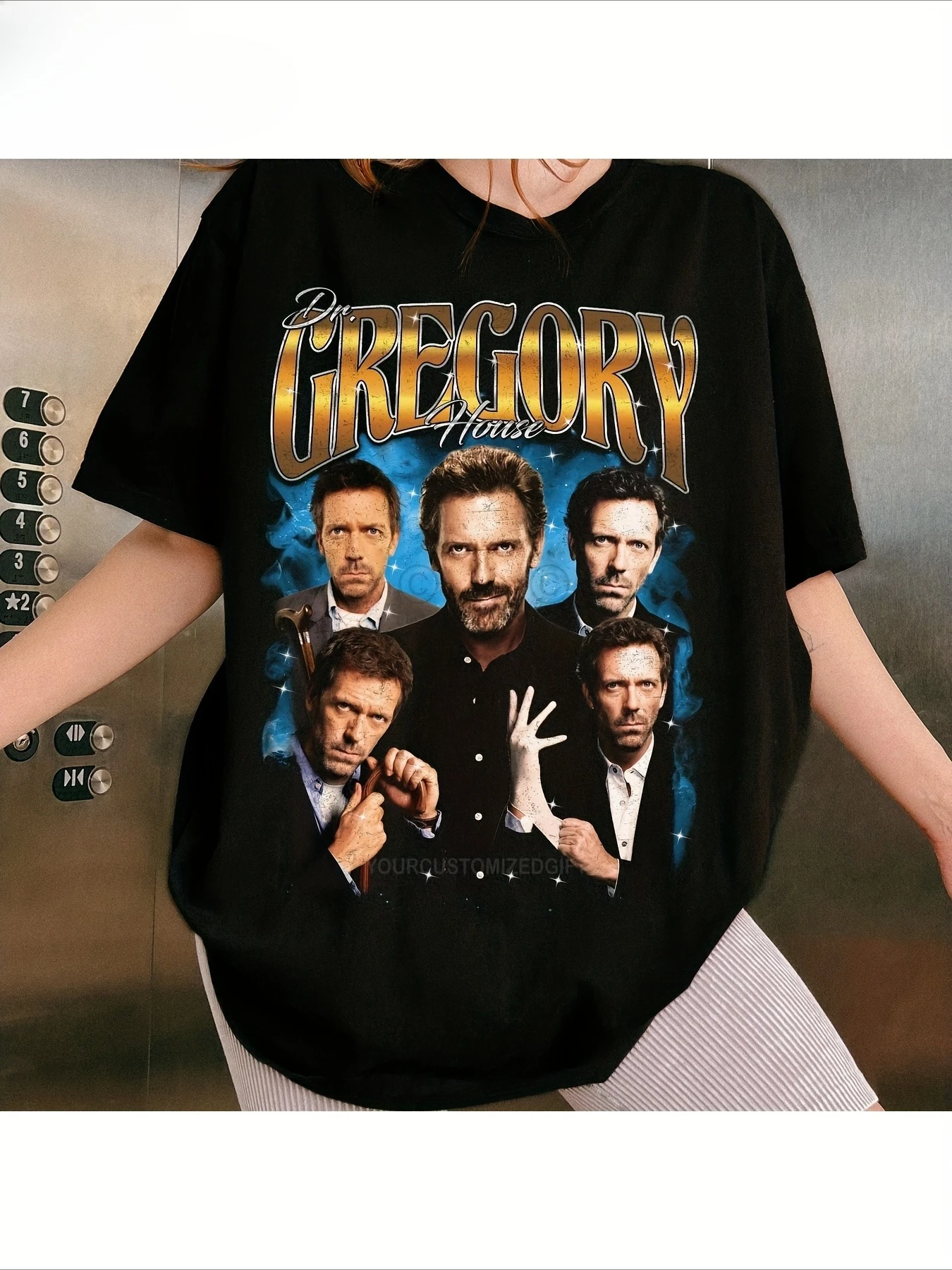 Dr. House Retro Neutral T-shirt - Gregory House Retro Pattern T-shirt with the words "You are my wake-up call" printed on it, bl
Dr. House Retro Neutral T-shirt - Gregory House Retro Pattern T-shirt with the words "You are my wake-up call" printed on it, bl