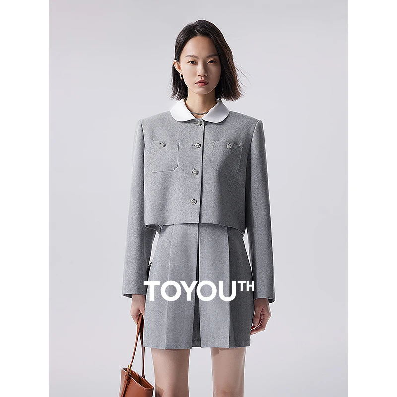 Toyouth Women Two-piece Suit 2023 Autumn Fashion Modern Advanced Gray Long Sleeve Lapel Coat and Shorts Pleated Skirt
Toyouth Women Two-piece Suit 2023 Autumn Fashion Modern Advanced Gray Long Sleeve Lapel Coat and Shorts Pleated Skirt