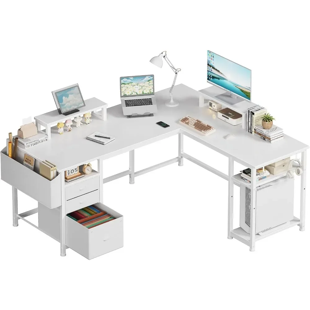 Large L Shaped Computer Desk with Fabric File Drawers Cabinet, 66 Inch Home Office Desks with Filing Cabinet and Storage
Large L Shaped Computer Desk with Fabric File Drawers Cabinet, 66 Inch Home Office Desks with Filing Cabinet and Storage