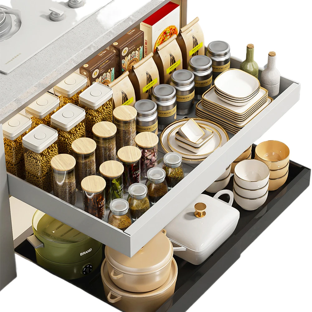 2 Pack Pull Out Cabinet Organizer No Punch Roll Out Storage Shelf Sliding Cabinet for Kitchen Base Cabinet Organization
2 Pack Pull Out Cabinet Organizer No Punch Roll Out Storage Shelf Sliding Cabinet for Kitchen Base Cabinet Organization