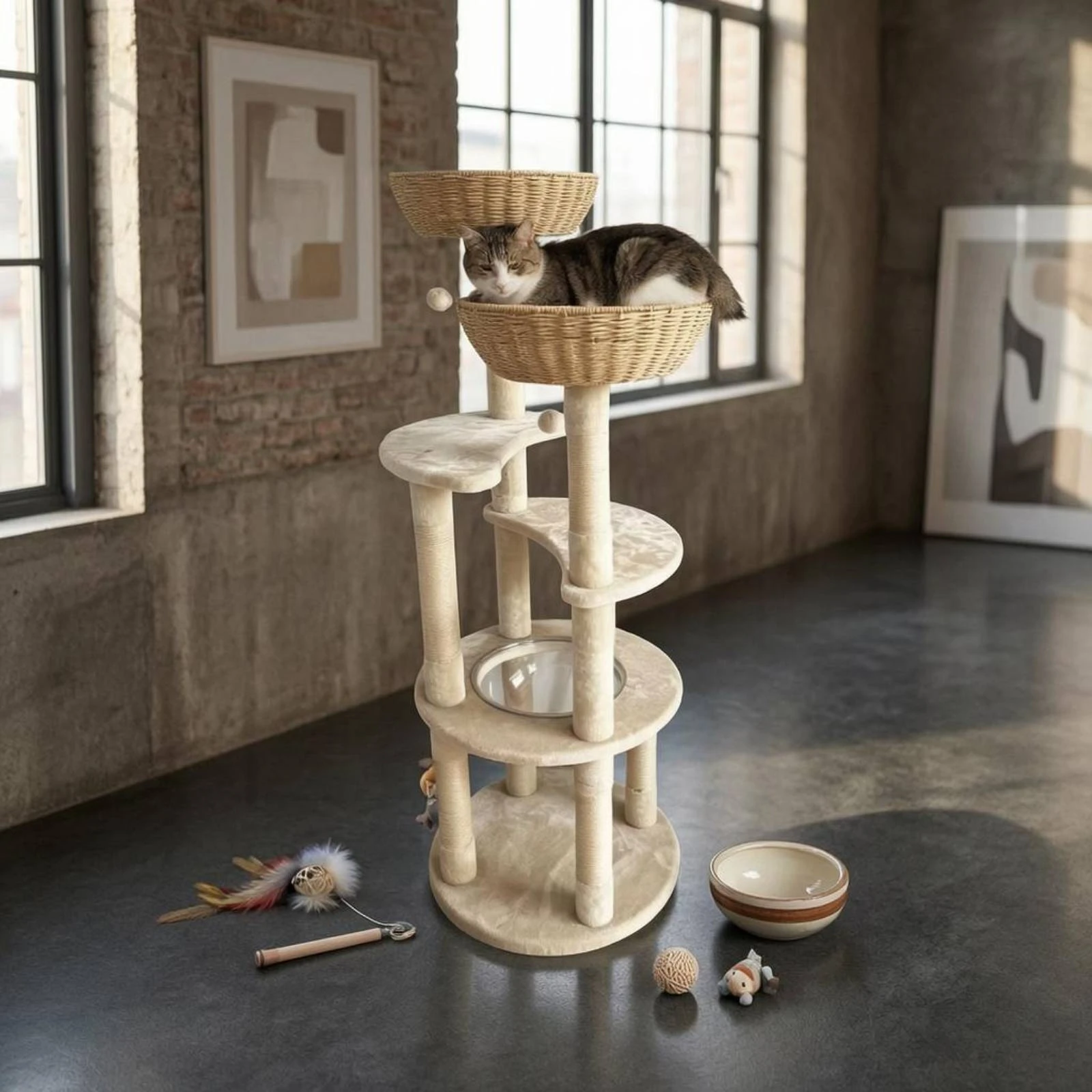 Multi-Level Feline Tree Woven Basket Plush Feline Structure Scratching Post Structure Textured Finish Pet Furniture Clear Round
Multi-Level Feline Tree Woven Basket Plush Feline Structure Scratching Post Structure Textured Finish Pet Furniture Clear Round