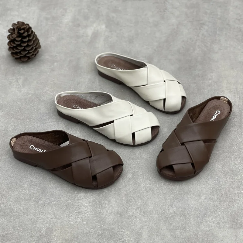 GKTINOO Genuine Leather Woven Round Toe Slippers 2025 Summer New Women Shoes Casual Outside Slides Comfort Flats Slippers
GKTINOO Genuine Leather Woven Round Toe Slippers 2025 Summer New Women Shoes Casual Outside Slides Comfort Flats Slippers