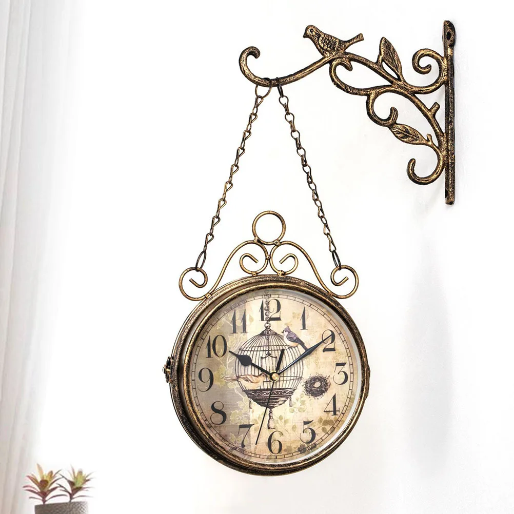 Vintage Wall Clock Double-Side Iron Creative Hanging Decorative Clock for Home Living Room Retro Style Silent Movement
Vintage Wall Clock Double-Side Iron Creative Hanging Decorative Clock for Home Living Room Retro Style Silent Movement
