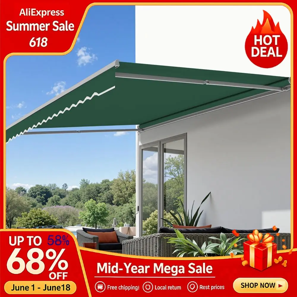 Patio Awning 10x8 Feet Sunshade Canopy for Manual Retractable Awnings, with Aluminum Frame and 280G Polyester Fabric, Custom
Patio Awning 10x8 Feet Sunshade Canopy for Manual Retractable Awnings, with Aluminum Frame and 280G Polyester Fabric, Custom
