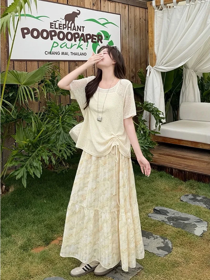 plus Size Women's Summer Fashion Set High Waist Short Sleeve Knitted Vest And Skirt Three Piece Suit Korean Style Casual...
plus Size Women's Summer Fashion Set High Waist Short Sleeve Knitted Vest And Skirt Three Piece Suit Korean Style Casual...