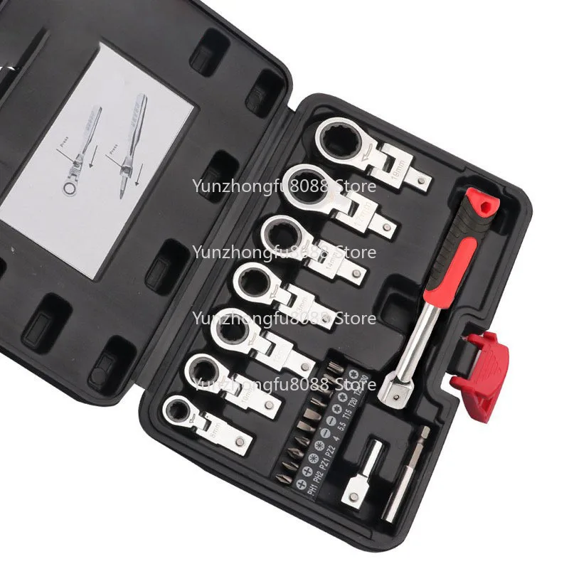 Interchangeable Variable Diameter Head Housing 8-20PCS Flexible Head Ratchet Wrench Set Metric Rotatable Combination Wrench
Interchangeable Variable Diameter Head Housing 8-20PCS Flexible Head Ratchet Wrench Set Metric Rotatable Combination Wrench