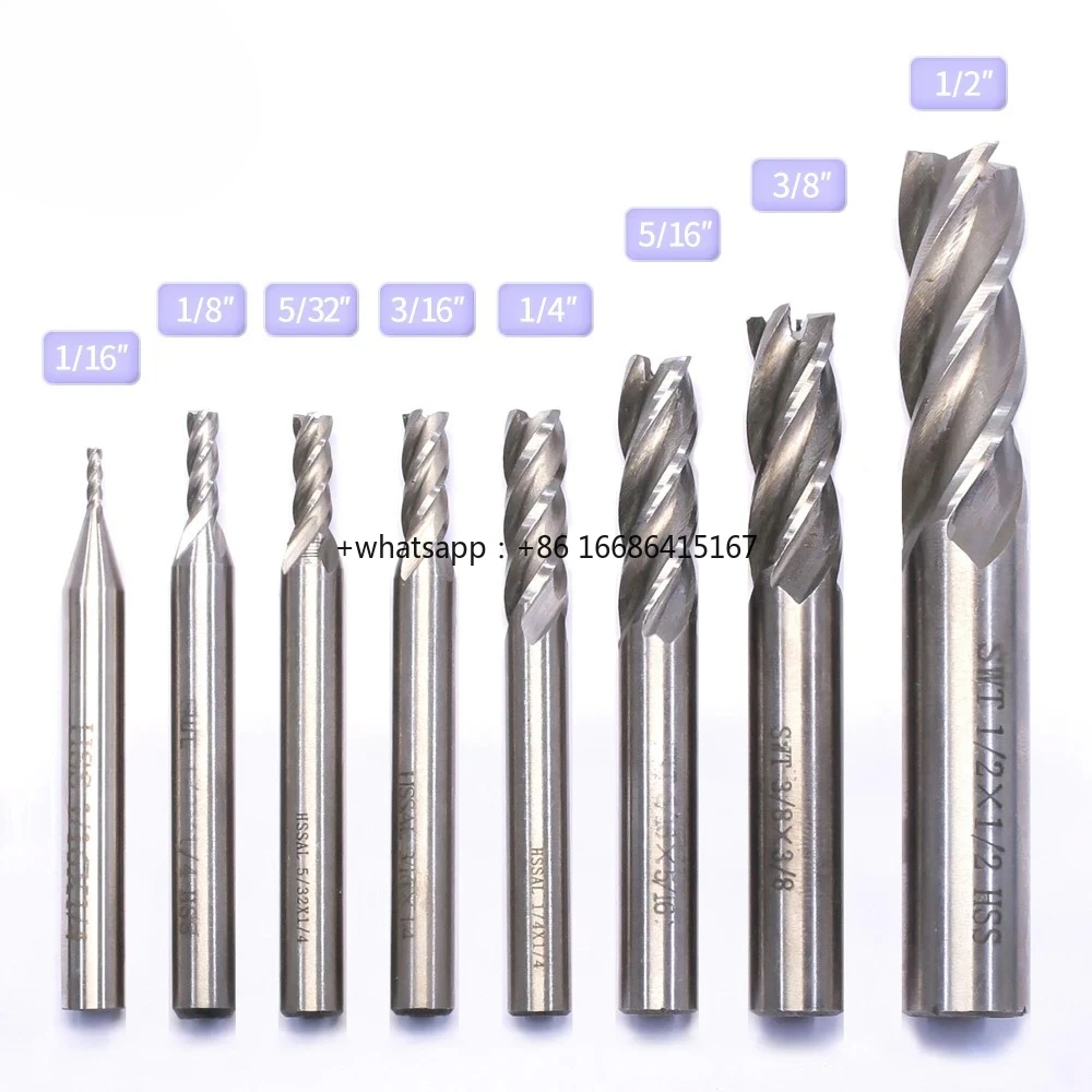 8 PCS 1/8" 3/16" 1/4" 5/16" 3/8" 1/2" 5/32" 1/16" High Speed Steel HSS 4 Flute Straight End Mill Milling Cutter Tool Set
8 PCS 1/8" 3/16" 1/4" 5/16" 3/8" 1/2" 5/32" 1/16" High Speed Steel HSS 4 Flute Straight End Mill Milling Cutter Tool Set